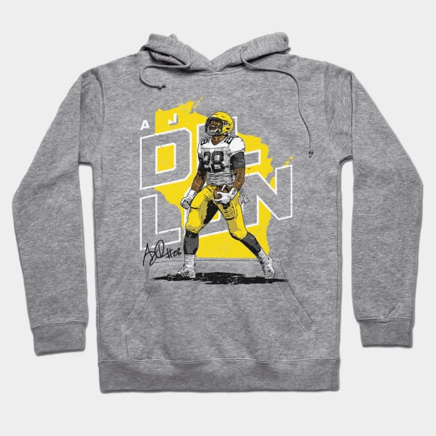 A.J. Dillon Green Bay Player Map Hoodie by Chunta_Design